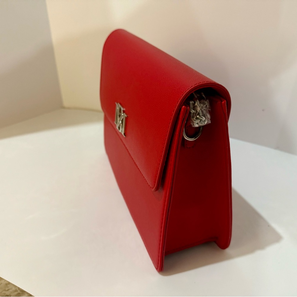 Badgley Mischka Red Clutch with Silver Logo - Picture 3 of 6